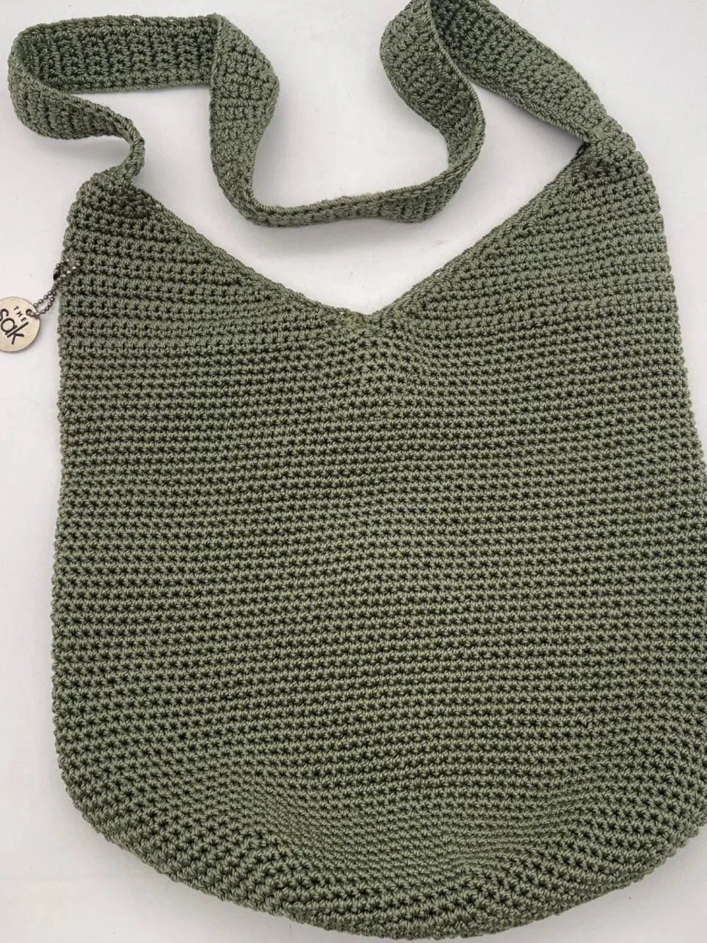 The Sak Knit Crochet Hobo Bag Purse Shoulder Bag Handbag Bucket Large Green - Picture 10 of 10
